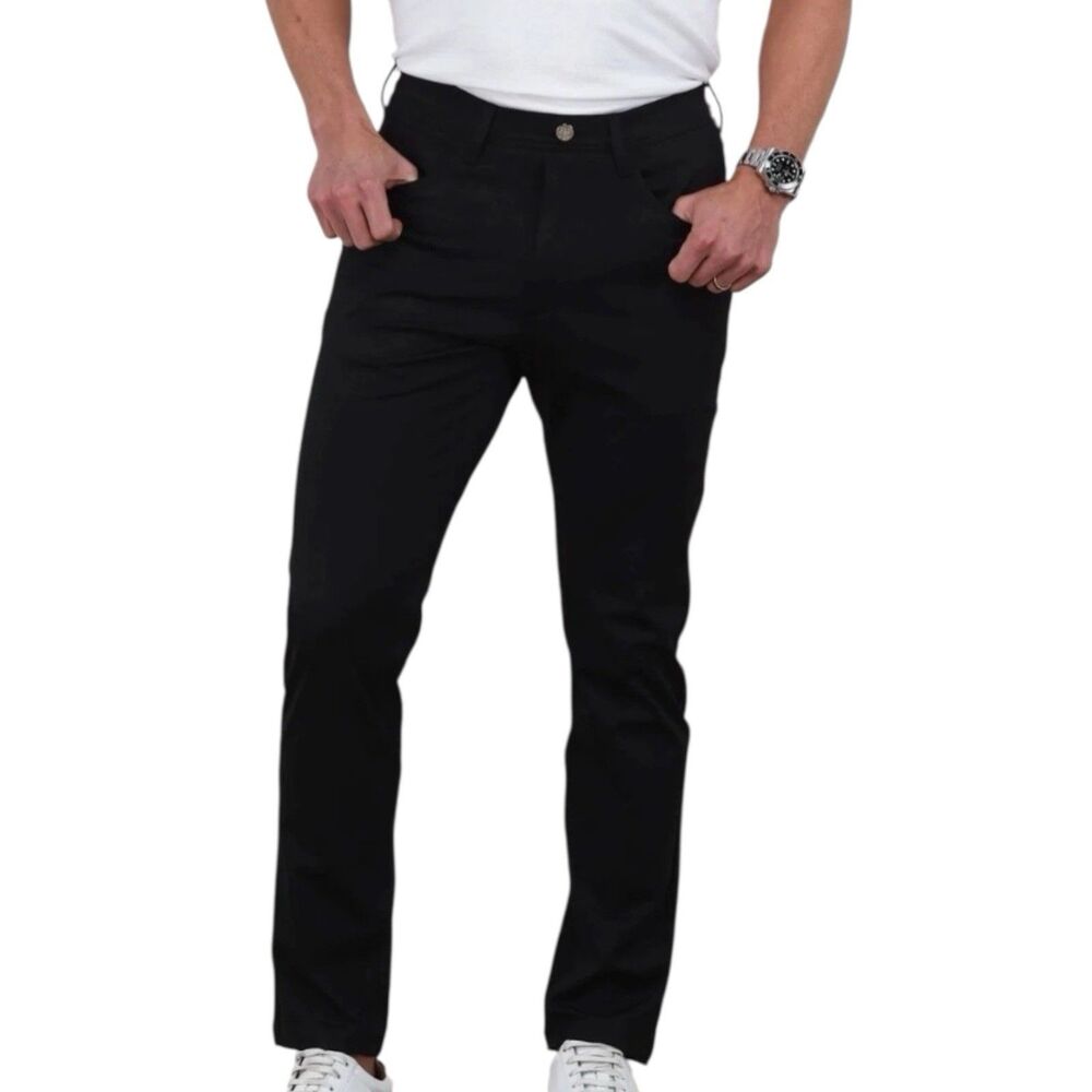 Collars & Co Pants Mens 32x32 (Tag 34) Black Tech Pull On Stretch Office NEW